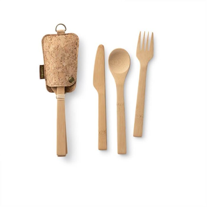 Bambu Trio Ustensils Pochette En Liège